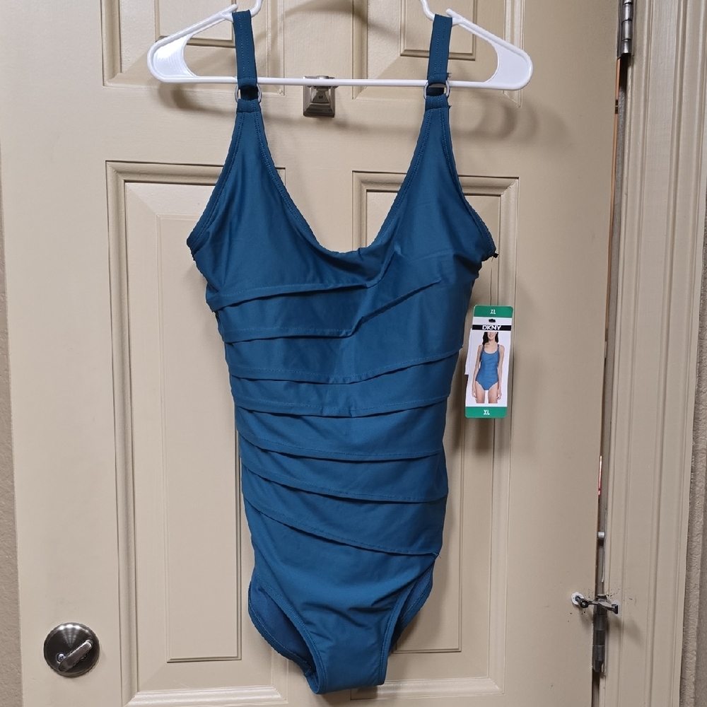 DKNY Blue/Teal One Piece Swimsuit, NWT, XL